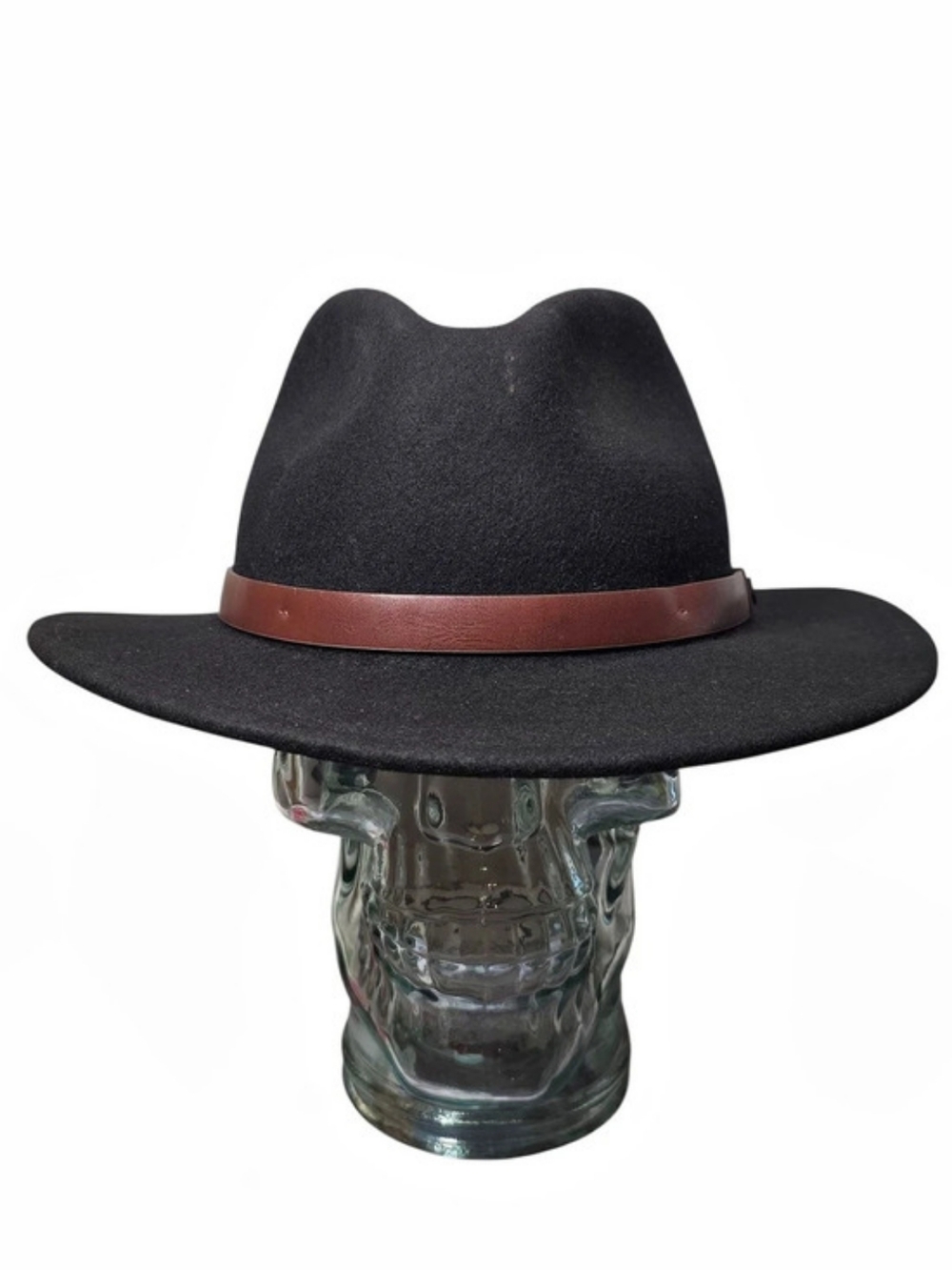 Brixton MESSER Hat Mens Large Black Wool Felt Fedora Cowboy Rodeo Western